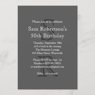 Modern Monogrammed Birthday Invitation (grey)