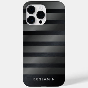 Modern Monogrammed Black and Grey Case-Mate iPhone 14 Pro Max Case