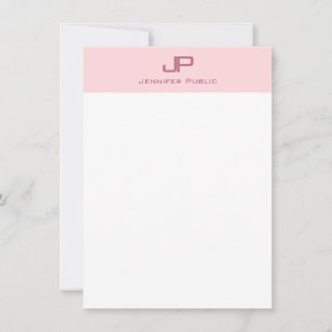 Modern Monogrammed Blush Pink White Simple Chic Card