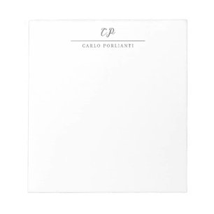 Modern Monogrammed Calligraphy Plain Simple Name Notepad