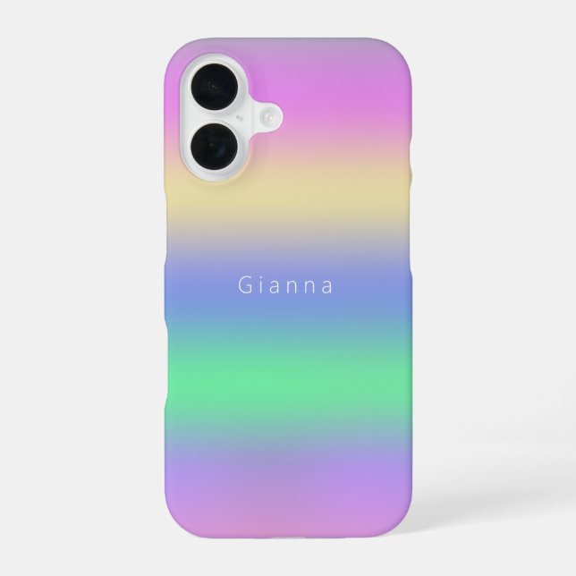 Modern Monogrammed Chic Colourful Gradient iPhone 16 Case (Back)