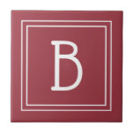 Modern Monogrammed Crimson Red & White Initial Tile<br><div class="desc">Modern & Stylish personalised monogram added to decorative chic simple style decorative tile in crimson red and white. Great gift idea! Easily customise with design tool to make it your own! Contact me at beachpausedesigns@gmail.com if you need help or have questions with this or any of our designs. Other design...</div>