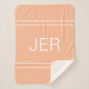Modern Monogrammed Custom Classic Initials Peach  Sherpa Blanket