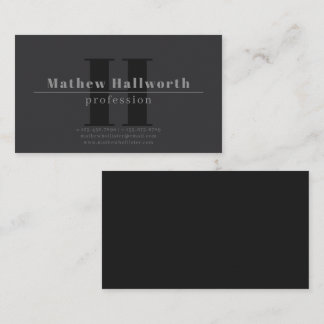 Modern Monogrammed, Dark Grey  Business Card