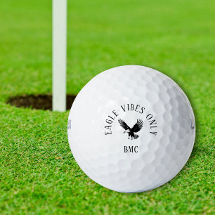 Modern Monogrammed Eagle Quote Black and White Golf Balls