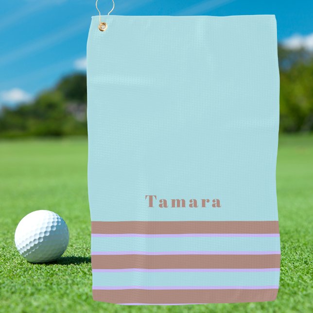 Modern Monogrammed Elegant Chic Simple Stripe Golf Towel (Creator Uploaded)