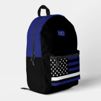 Modern Monogrammed EMT EMS Thin White Line Flag