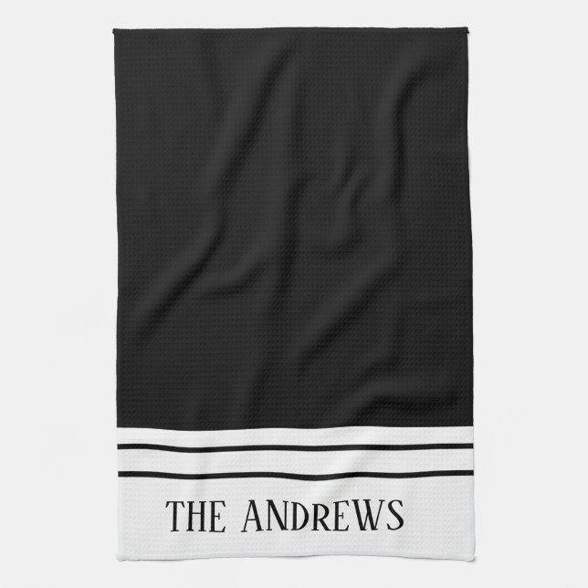 Modern Monogrammed Family Name Kitchen Towels (Vertical)