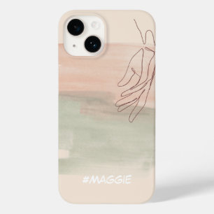 Modern monogrammed feminine watercolor girly pink Case-Mate iPhone 14 case