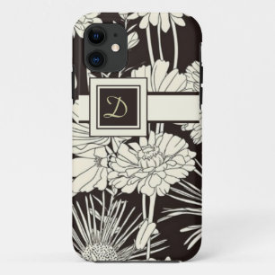 Modern Monogrammed Floral iPhone Case