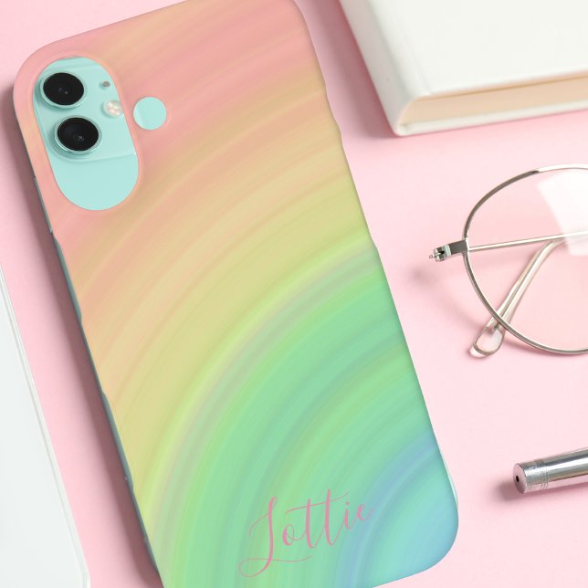Modern Monogrammed Girly Rainbow Gradient Case-Mate iPhone Case (Creator Uploaded)