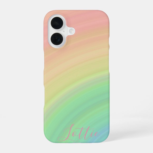 Modern Monogrammed Girly Rainbow Gradient iPhone 16 Case (Back)