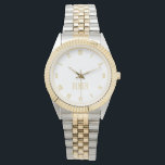 Modern Monogrammed Gold Silver Tone Metal Bracelet Watch<br><div class="desc">Custom, personalised, unisex, elegant faux gold monogrammed on white dial, gold and silver tone metal bracelet wrist watch. Simply type in your initials / monogram, to customise. Go ahead create a wonderful, custom watch for the special men and women in your life - mum, dad, bride, groom, wife, husband, sister,...</div>
