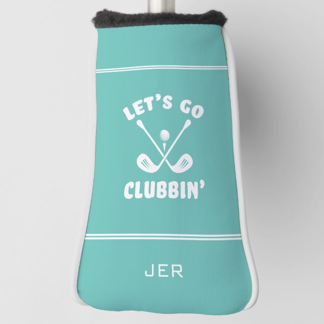 Modern Monogrammed Golfer Gift Teal Putter Golf Head Cover (Rotate 90)