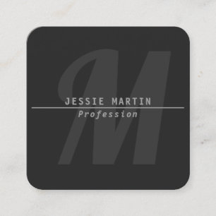 Modern Monogrammed, Greys Square Business Card