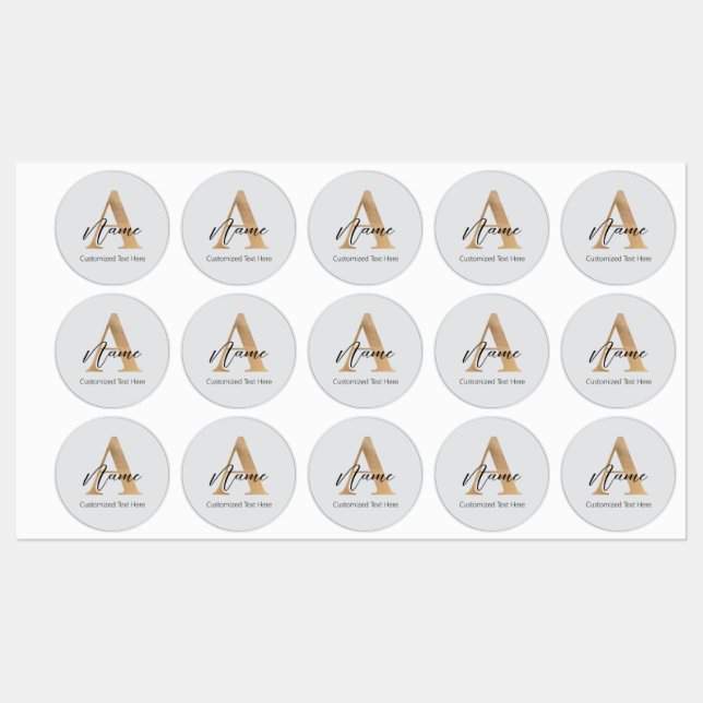 Modern Monogrammed Initial A & Name Personalised (Sheet)