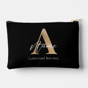 Modern Monogrammed Initial A & Name Personalised Accessory Pouch