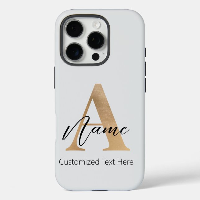 Modern Monogrammed Initial A & Name Personalised Case-Mate iPhone Case (Back)