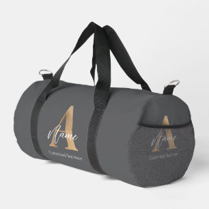 Modern Monogrammed Initial A & Name Personalised Duffle Bag