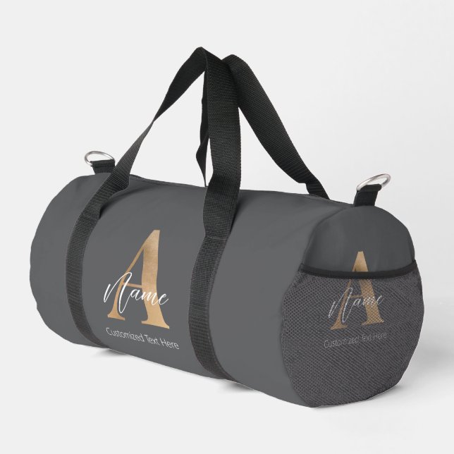 Modern Monogrammed Initial A & Name Personalised Duffle Bag (Right Corner)