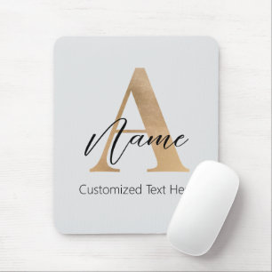 Modern Monogrammed Initial A & Name Personalised Mouse Pad