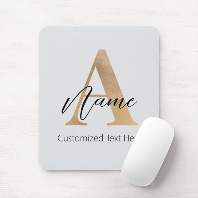 Modern Monogrammed Initial A & Name Personalised Mouse Pad (With Mouse)