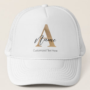 Modern Monogrammed Initial A & Name Personalised Trucker Hat