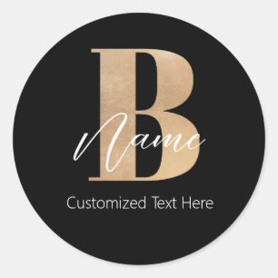 Modern Monogrammed Initial B & Name Personalised Classic Round Sticker