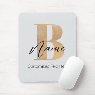 Modern Monogrammed Initial B & Name Personalised Mouse Pad
