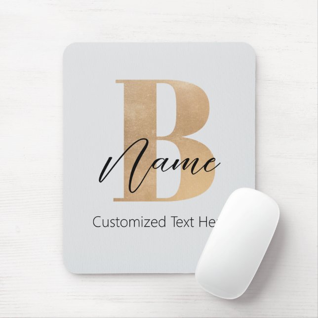 Modern Monogrammed Initial B & Name Personalised Mouse Pad (With Mouse)