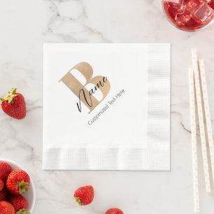 Modern Monogrammed Initial B & Name Personalised Napkin