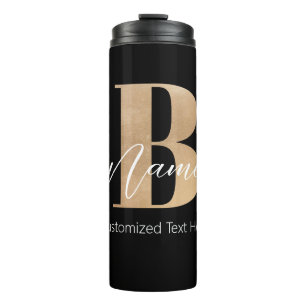 Modern Monogrammed Initial B & Name Personalised Thermal Tumbler