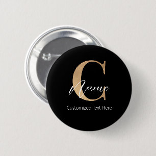 Modern Monogrammed Initial C & Name Personalised 6 Cm Round Badge