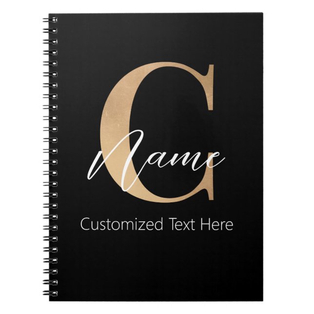 Modern Monogrammed Initial C & Name Personalised Notebook (Front)