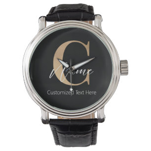 Modern Monogrammed Initial C & Name Personalised Watch