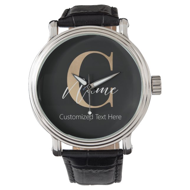 Modern Monogrammed Initial C & Name Personalised Watch (Front)