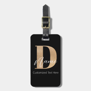 Modern Monogrammed Initial D & Name Personalised Luggage Tag