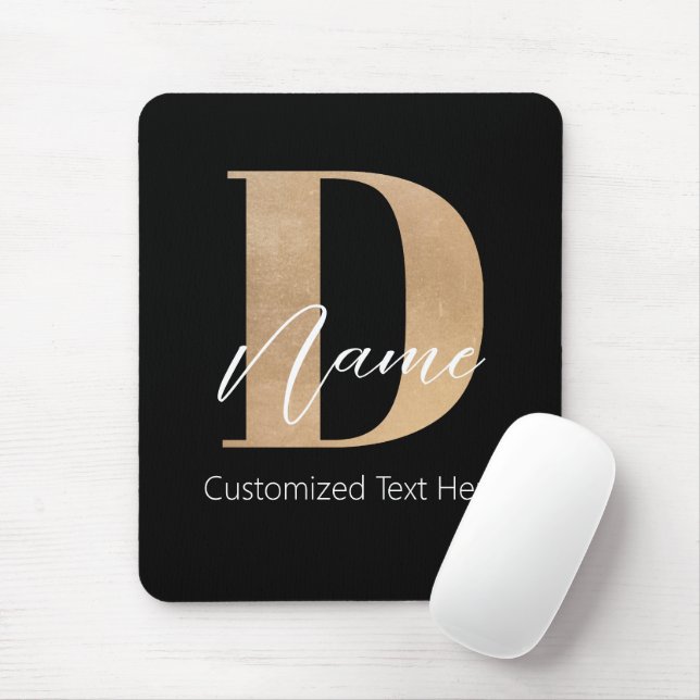 Modern Monogrammed Initial D & Name Personalised Mouse Pad (With Mouse)