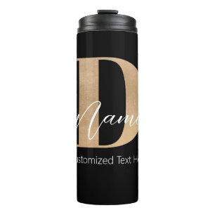 Modern Monogrammed Initial D & Name Personalised Thermal Tumbler