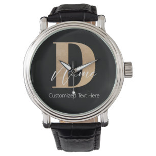 Modern Monogrammed Initial D & Name Personalised Watch