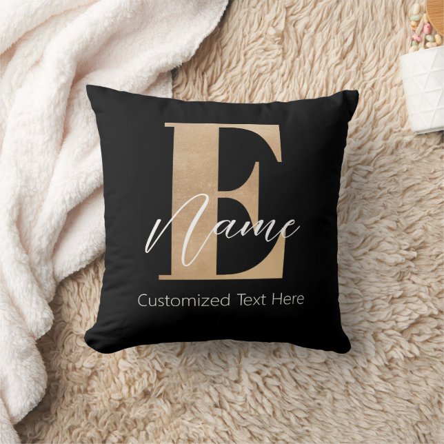Modern Monogrammed Initial E & Name Personalised Cushion (Blanket)