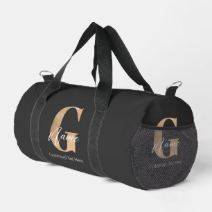 Modern Monogrammed Initial G & Name Personalised Duffle Bag