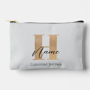 Modern Monogrammed Initial H & Name Personalised Accessory Pouch