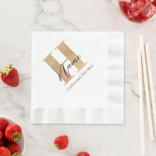 Modern Monogrammed Initial H & Name Personalised Napkin