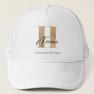 Modern Monogrammed Initial H & Name Personalised Trucker Hat
