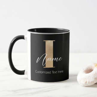 Modern Monogrammed Initial I & Name Personalised Mug