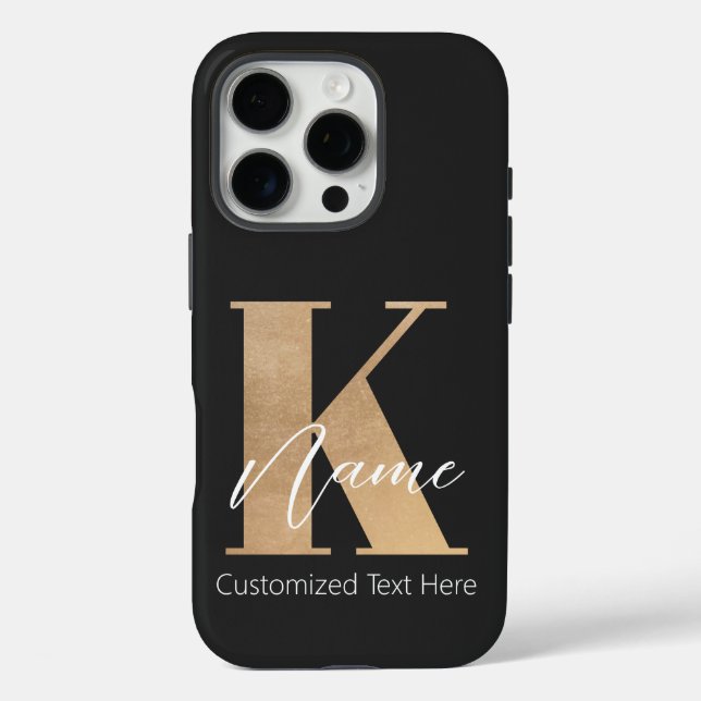 Modern Monogrammed Initial K & Name Personalised Case-Mate iPhone Case (Back)