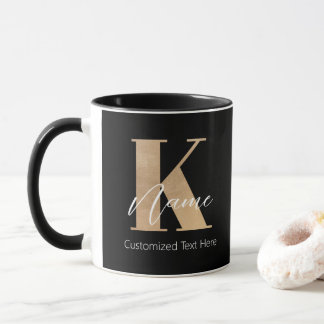 Modern Monogrammed Initial K & Name Personalised Mug