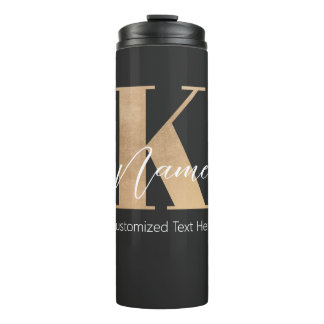 Modern Monogrammed Initial K & Name Personalised Thermal Tumbler