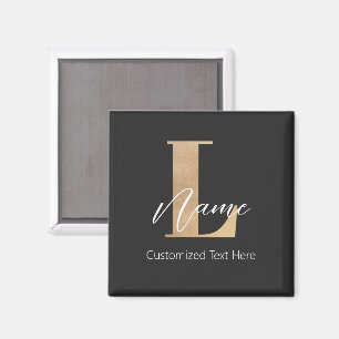 Modern Monogrammed Initial L & Name Personal Magnet